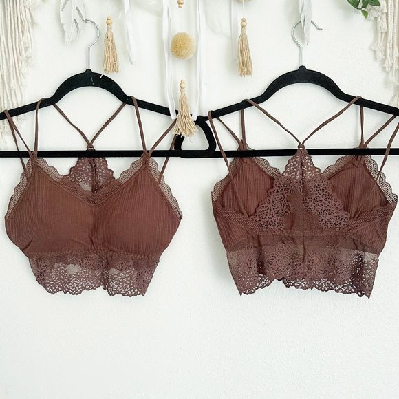 The House Of Gentry Other - BROWN Lace Racerback Bralette
